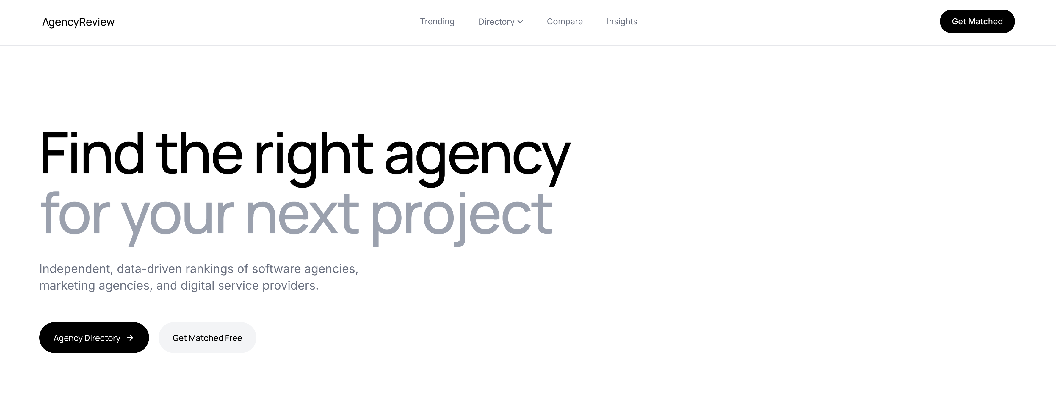 AgencyReview homepage